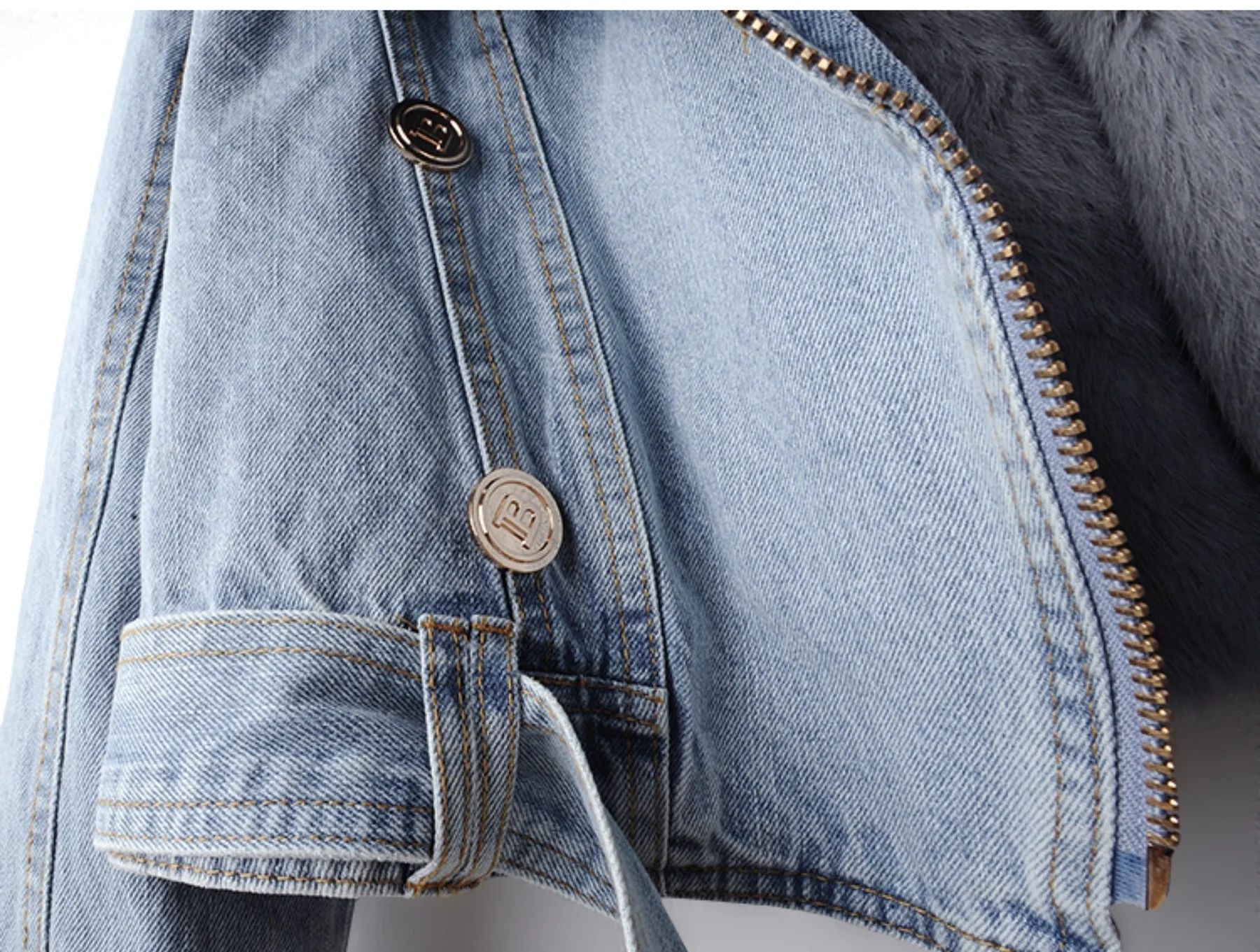 Kürk Detaylı Kot Ceket