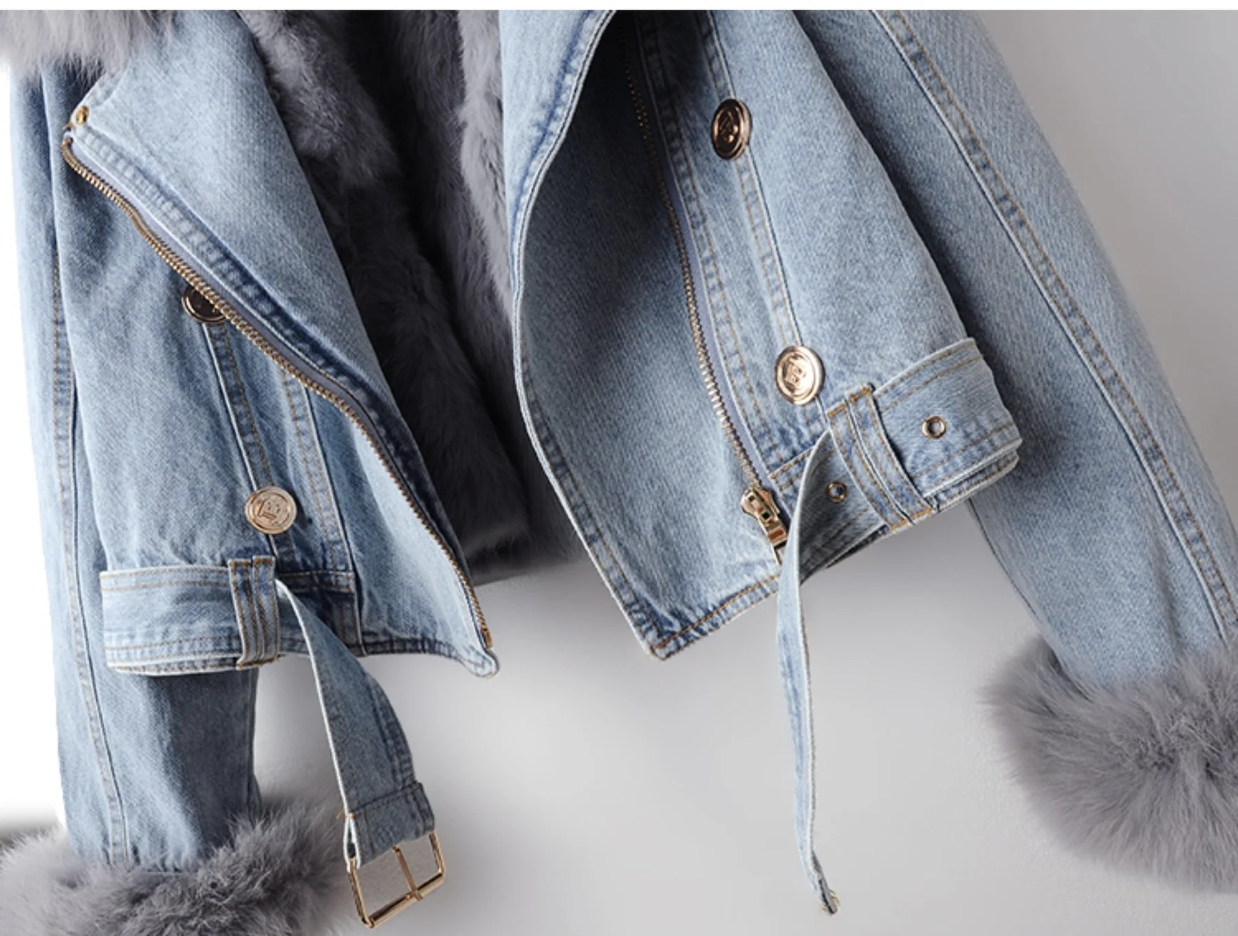 Kürk Detaylı Kot Ceket