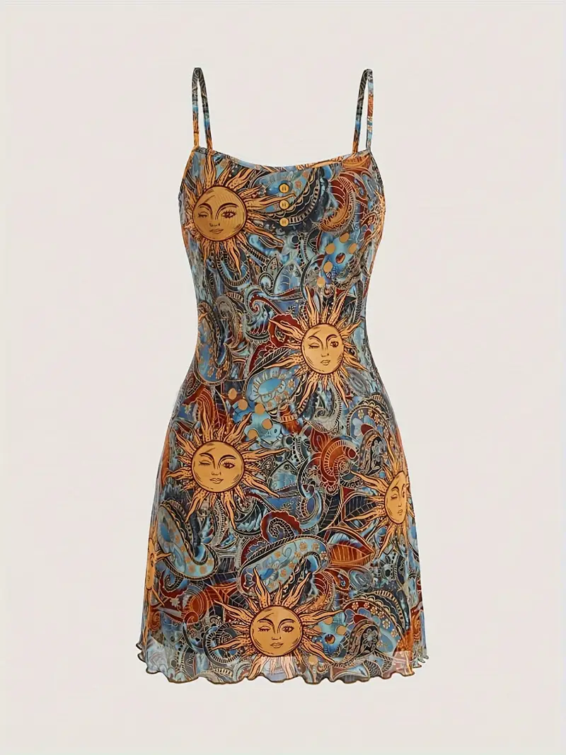 Sun Face Retro Elbise