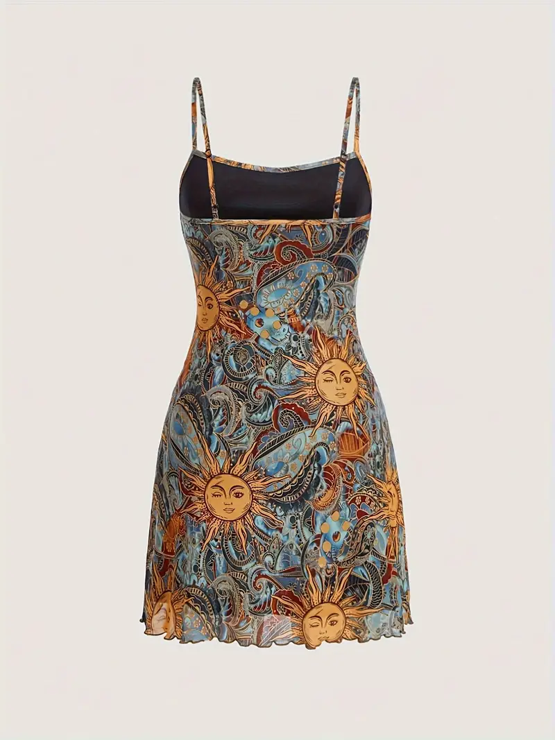 Sun Face Retro Elbise