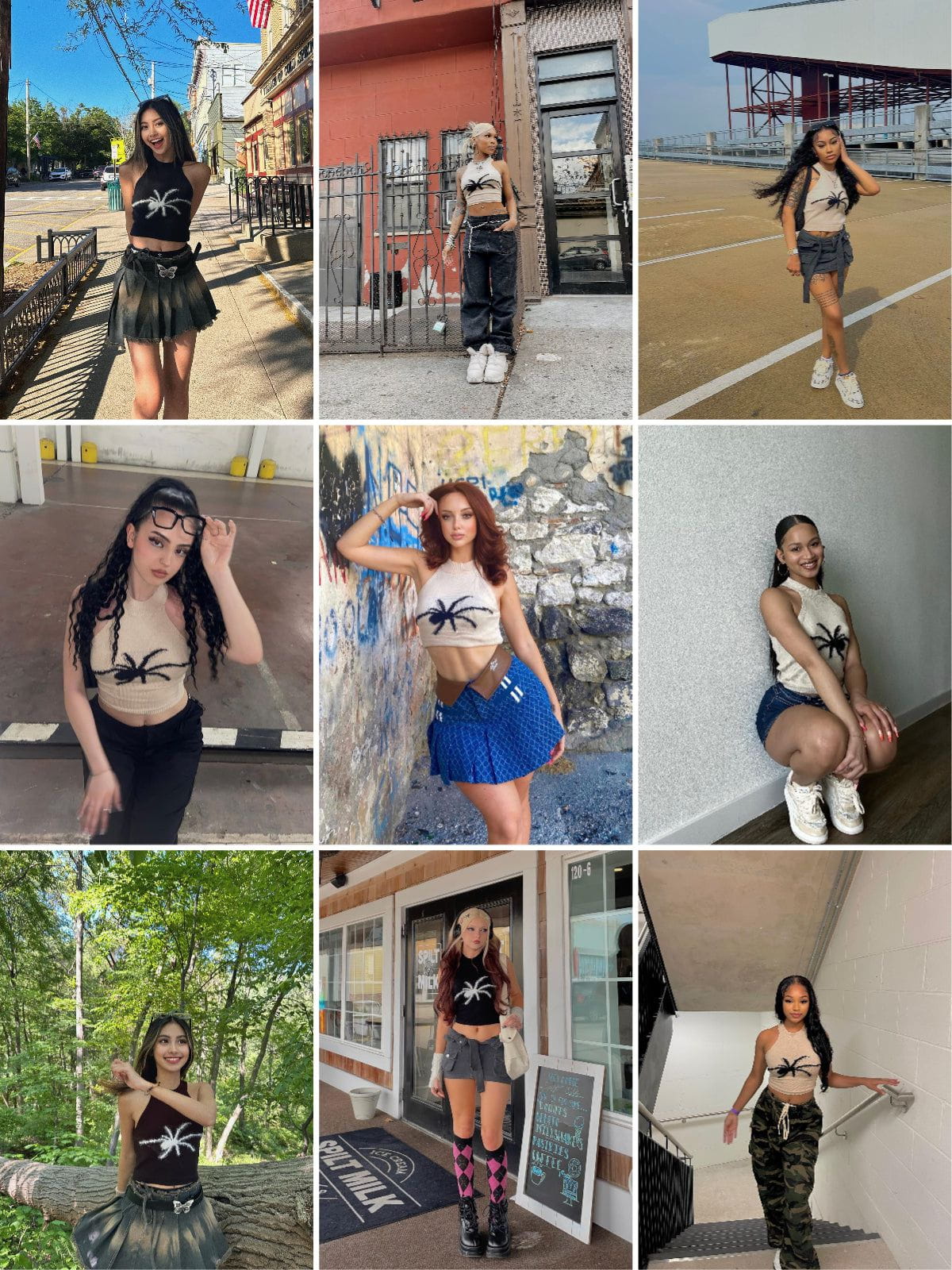 Spider Embroidery Knitting Top