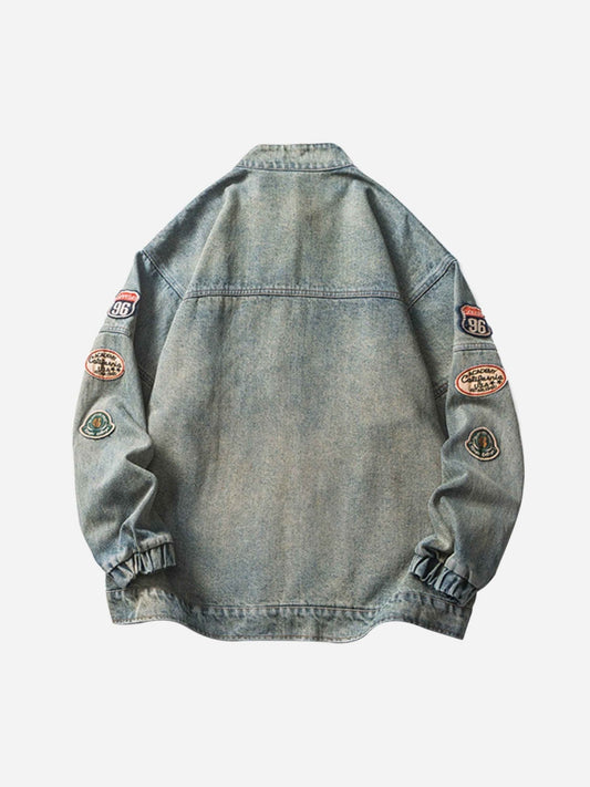 Badge Embroidered Denim Jacket