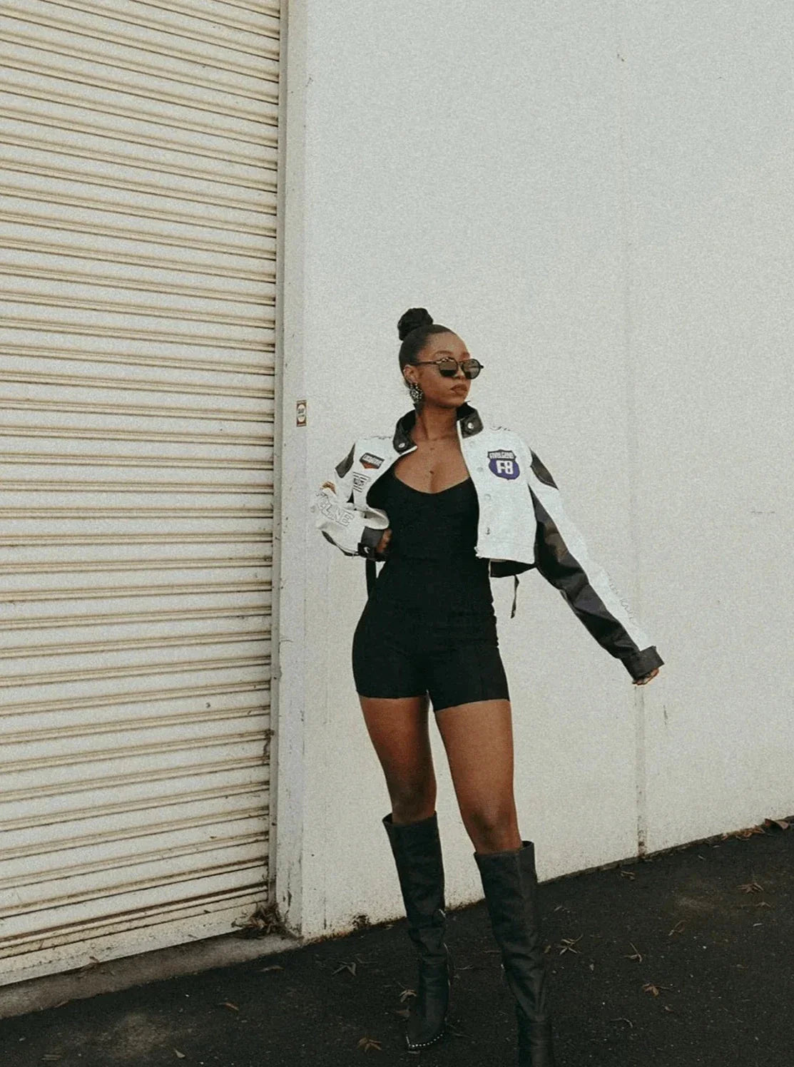 Biker Cropped Motorcycle Jacket