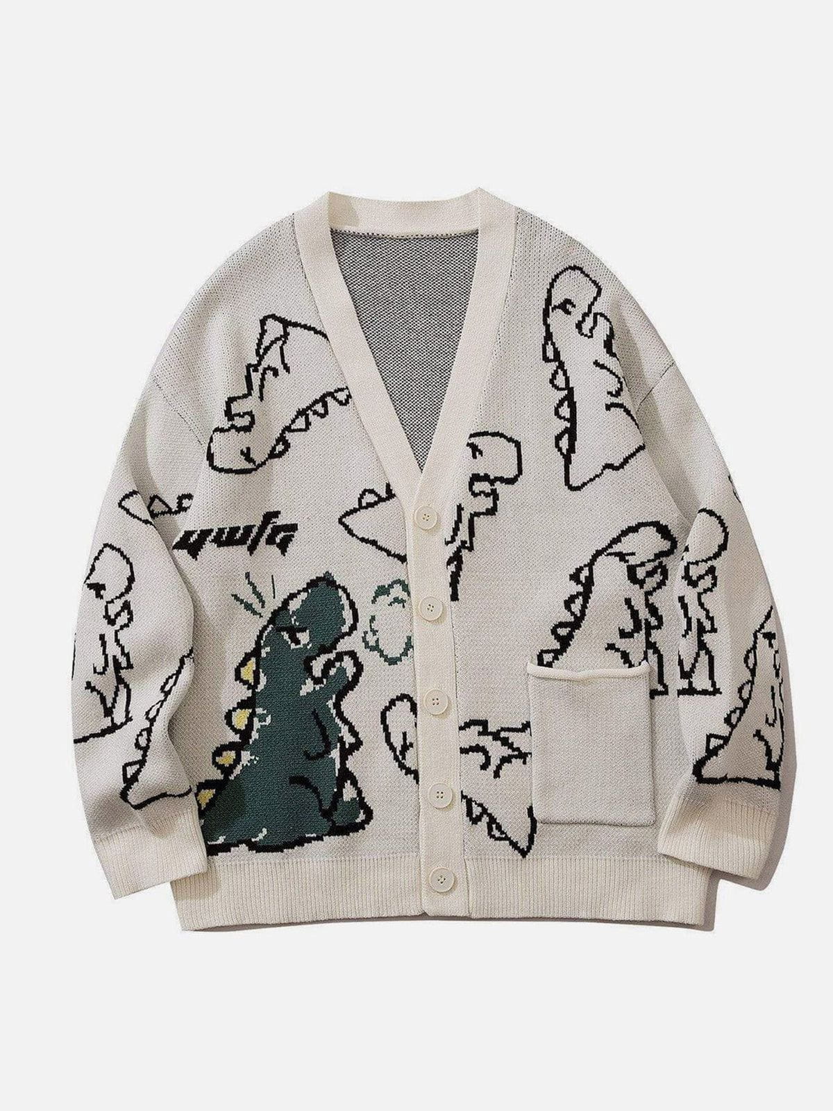 Dinosaur Pattern Knitting Cardigan