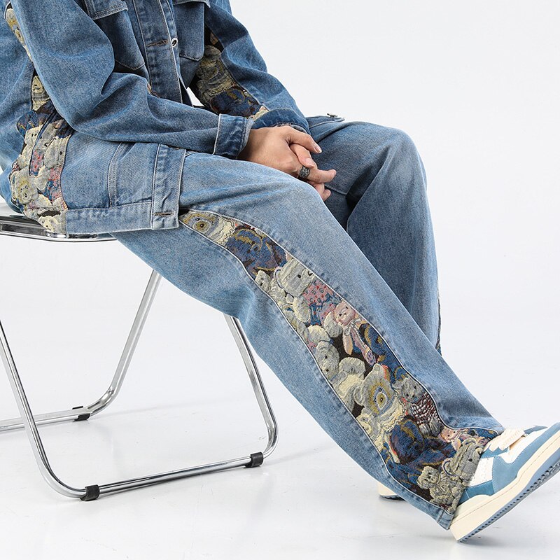 Bear Patchwork Baggy Jeans