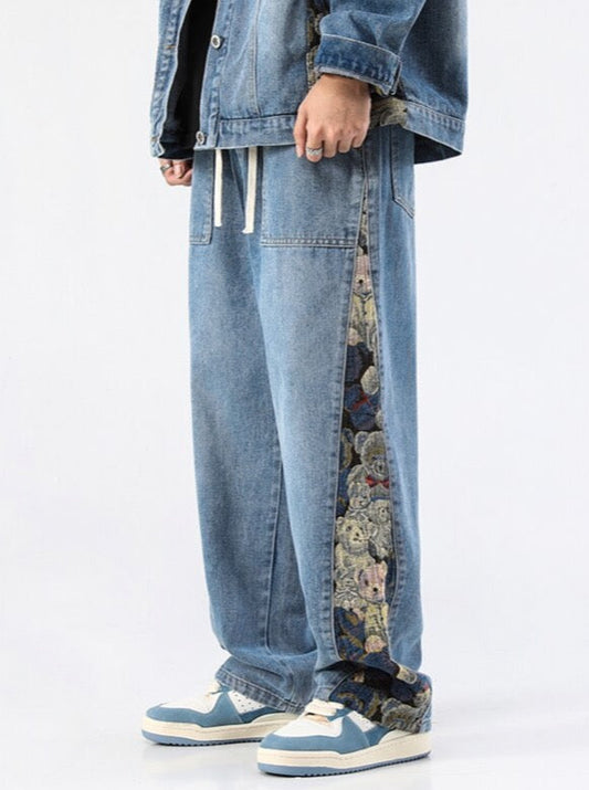 Bear Patchwork Baggy Jeans