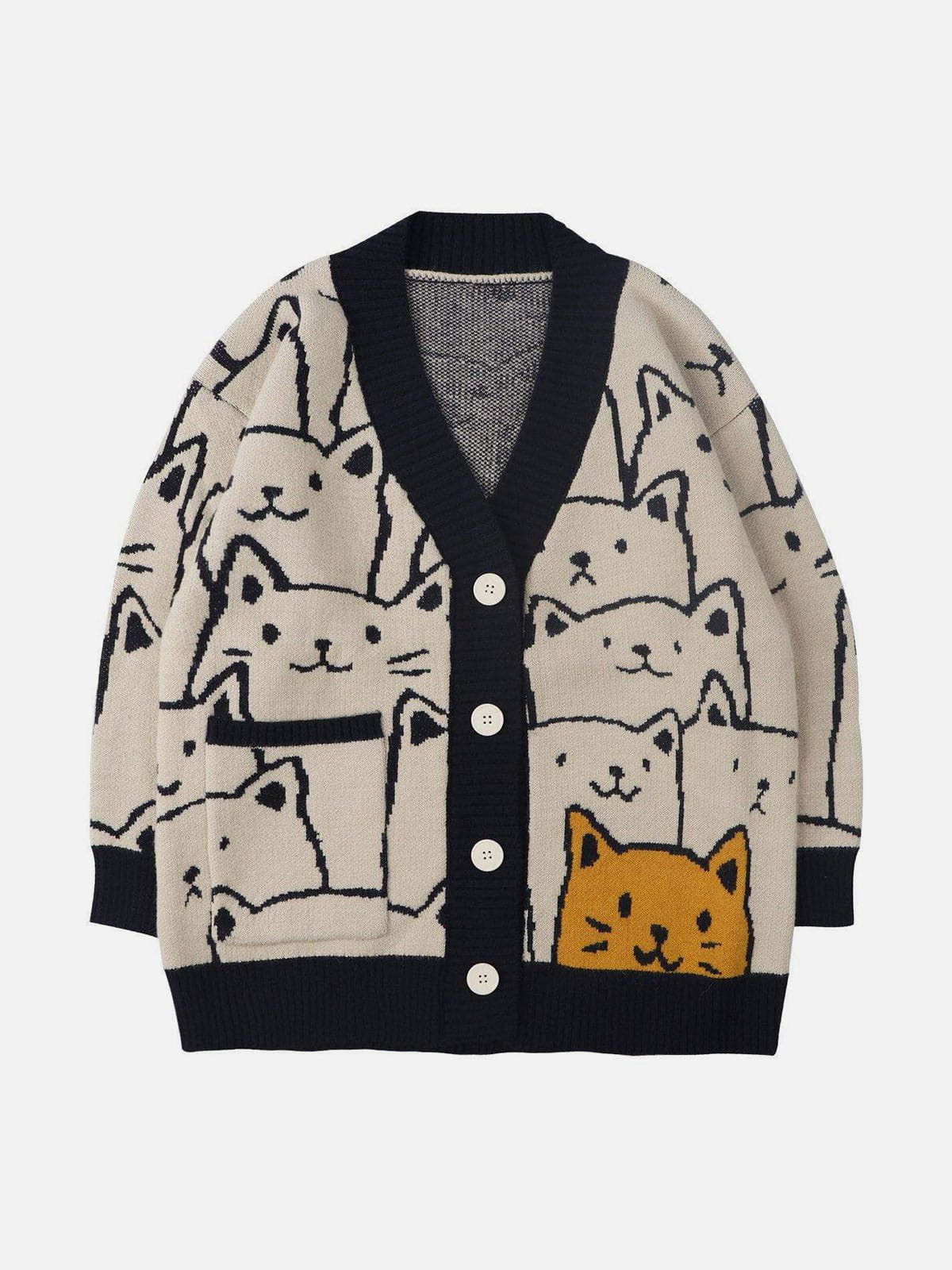 Cat Knitting Cardigan