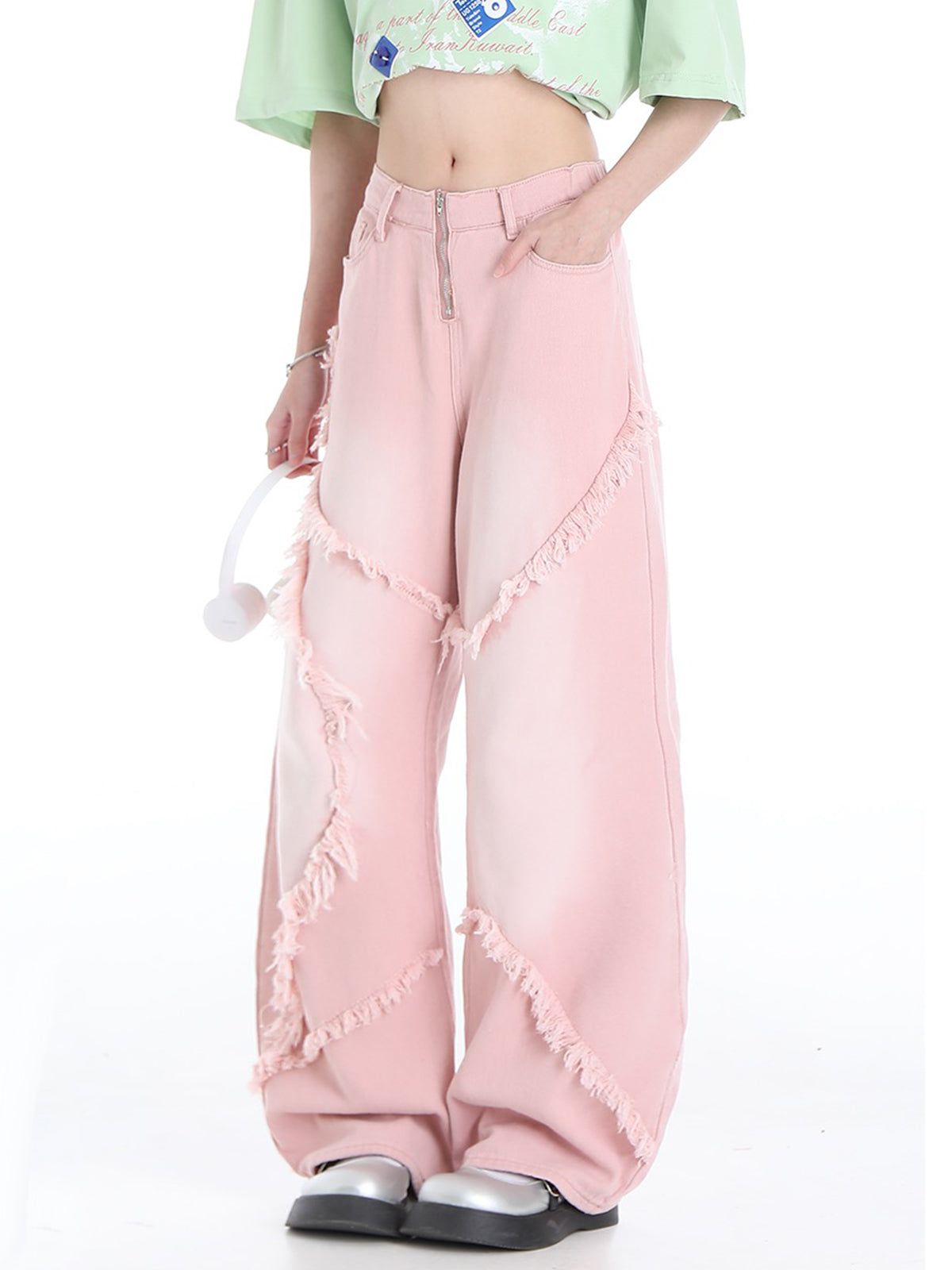 Fringe Star Washed Loose Jeans