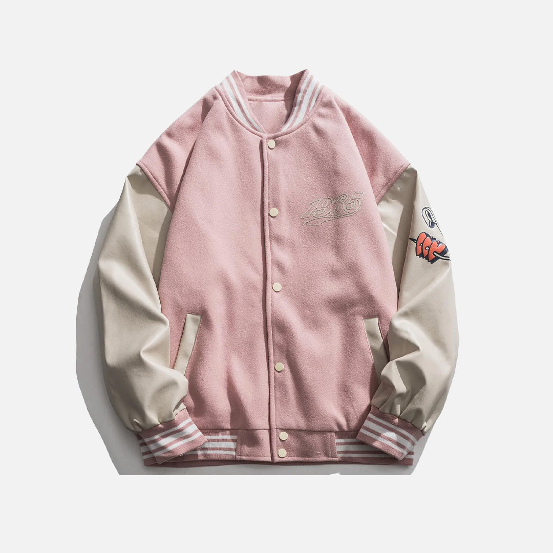 "Street Star" Letter Love Foaming Jacket