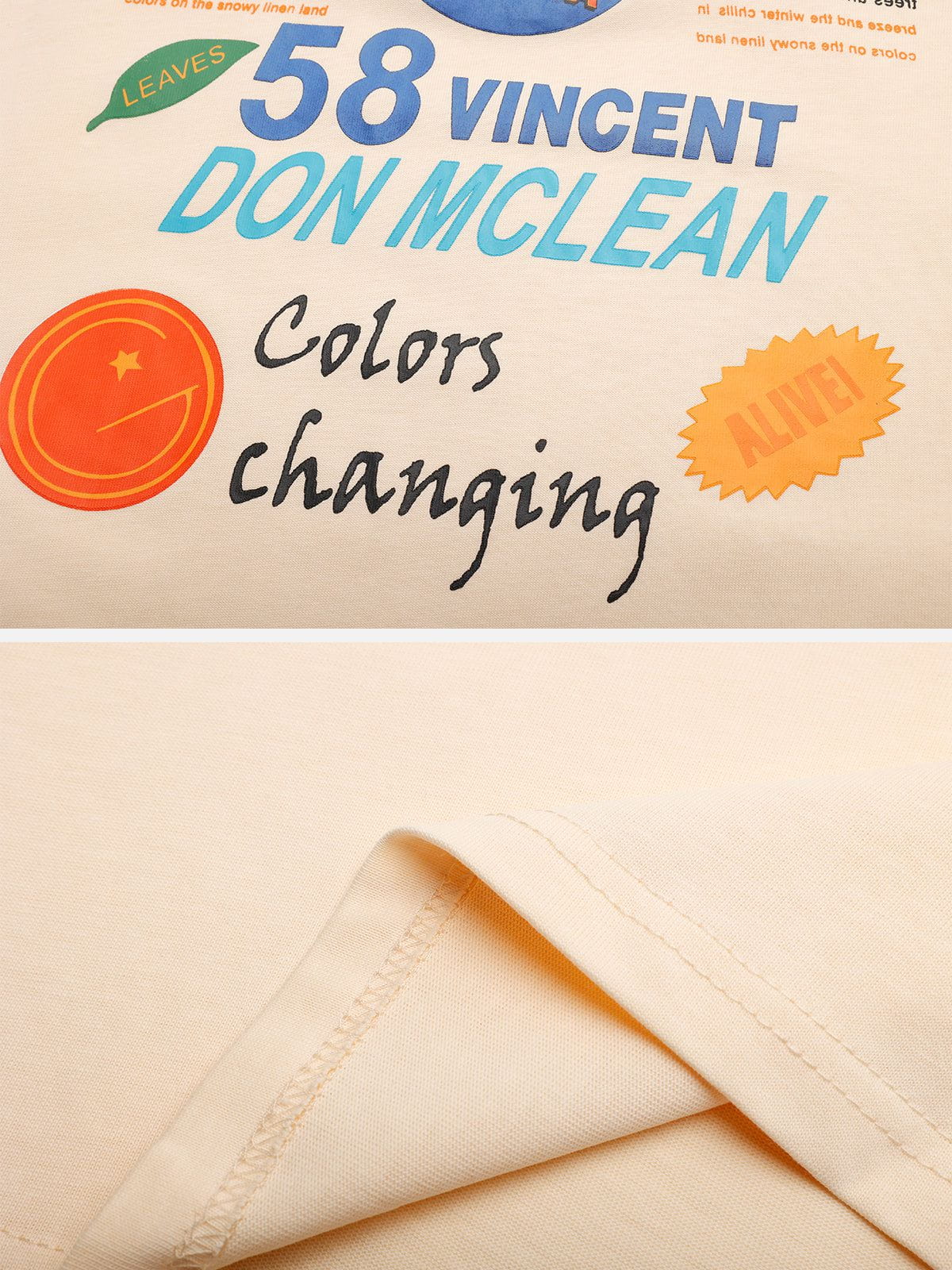 Vintage Letter Pattern Oversized Tee