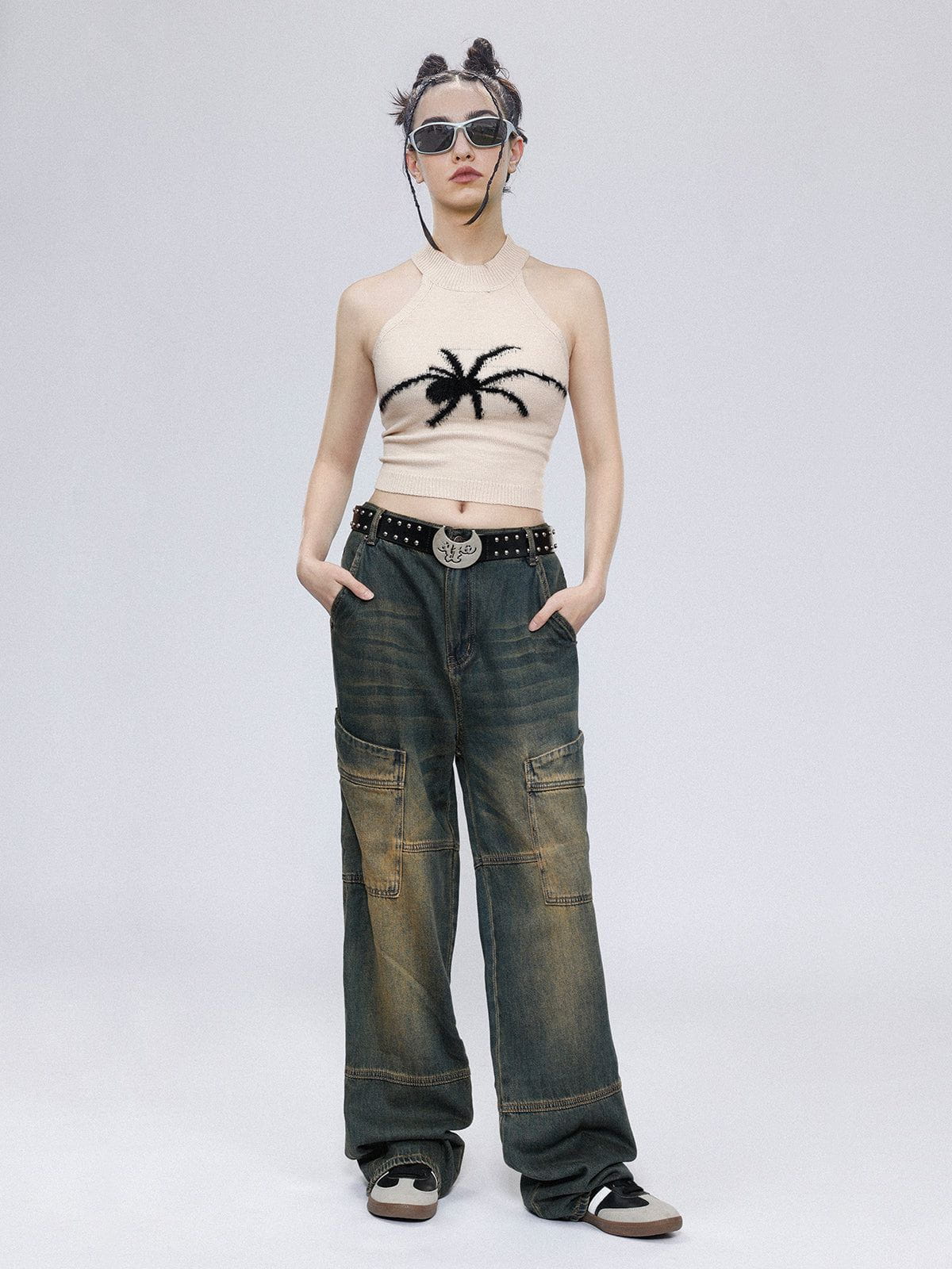 Spider Embroidery Knitting Top