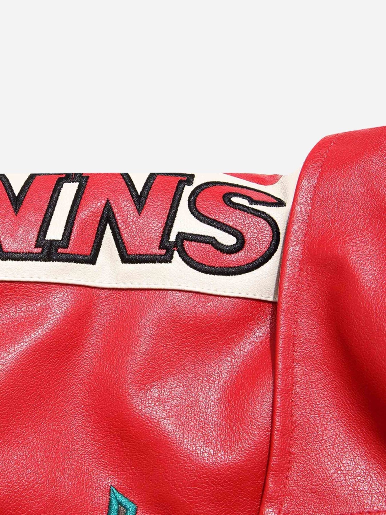 "Street Star" Embroidered Leather Jacket