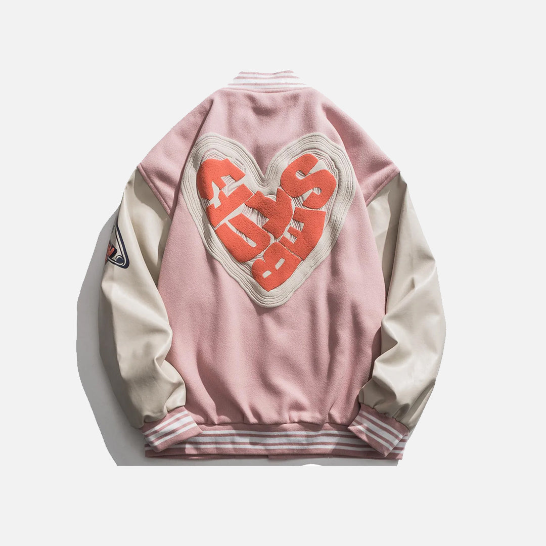 "Street Star" Letter Love Foaming Jacket