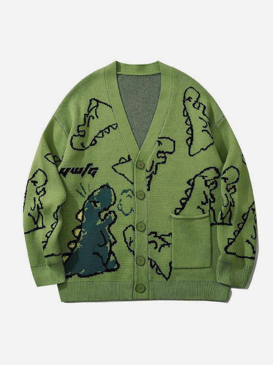 Dinosaur Pattern Knitting Cardigan