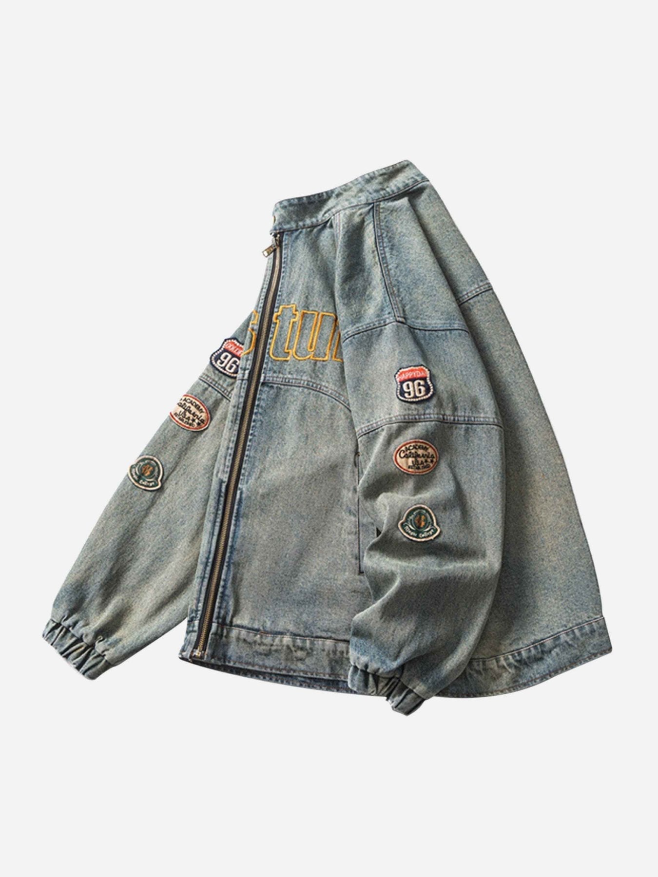 Badge Embroidered Denim Jacket