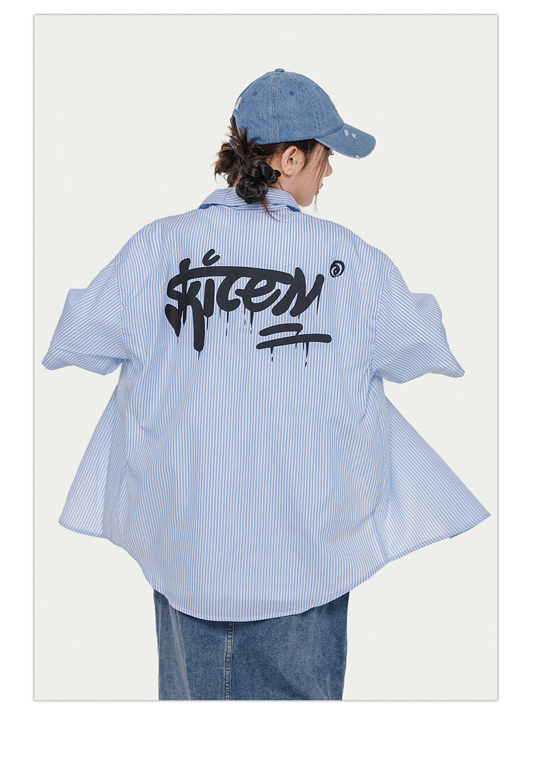 Stripes Letters Print Shirts