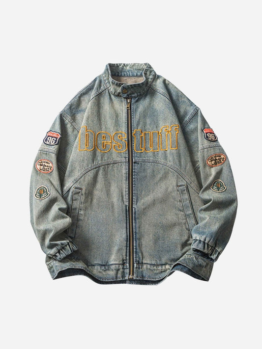 Badge Embroidered Denim Jacket