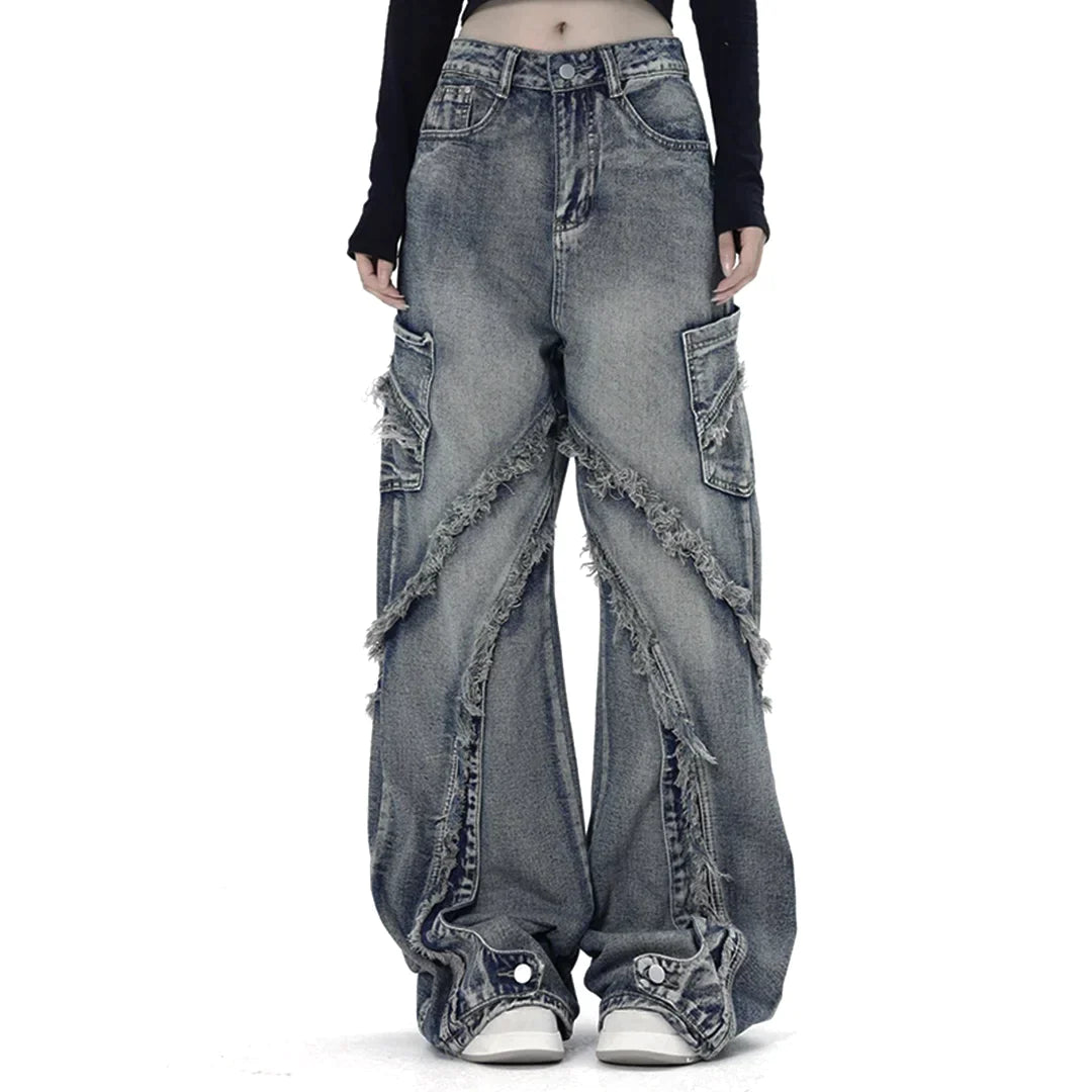 "Street Star" Fringe Baggy Jeans