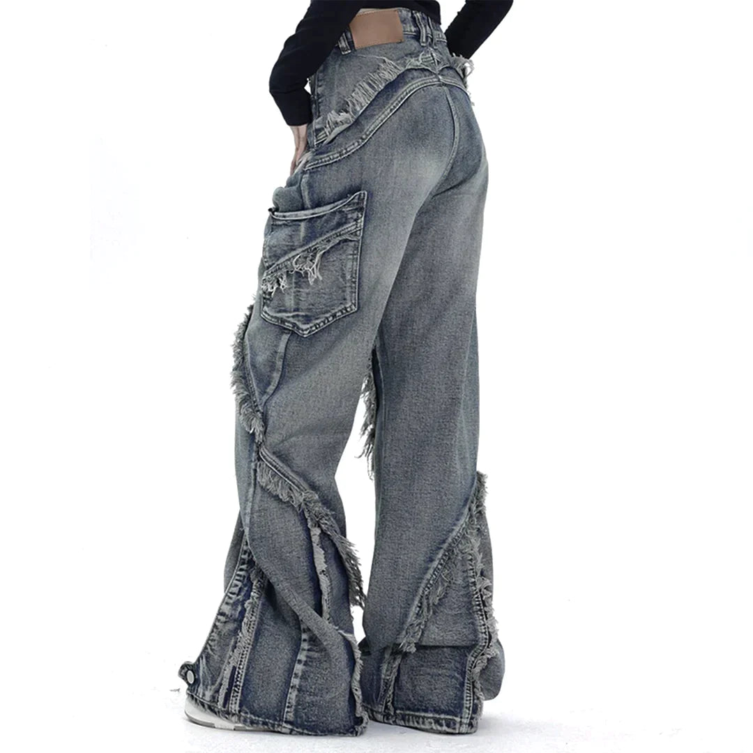 "Street Star" Fringe Baggy Jeans
