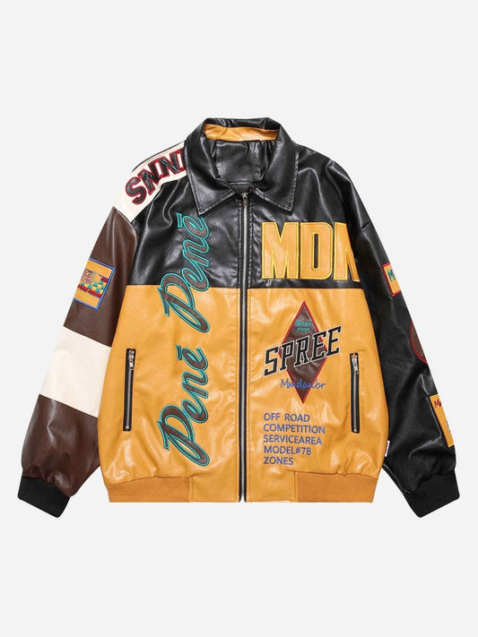 "Street Star" Embroidered Leather Jacket