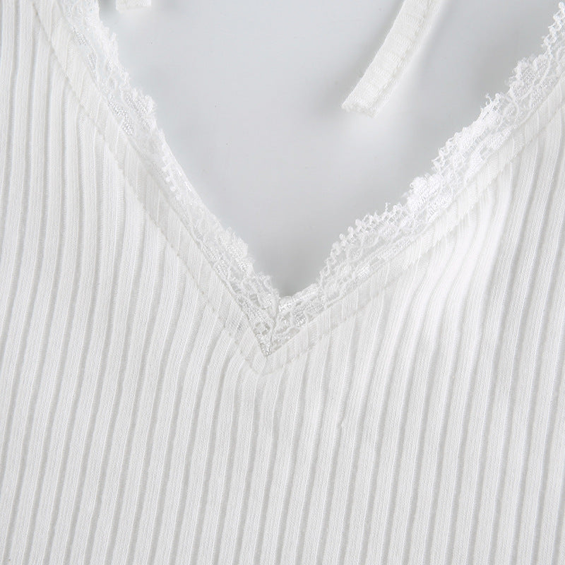 Ruffles Bandage Knitted Crop Top