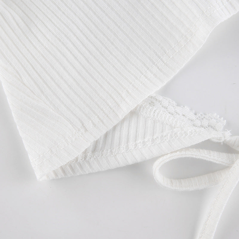 Ruffles Bandage Knitted Crop Top