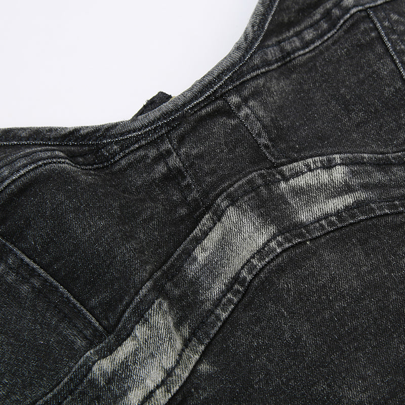 Cargo Cropped Denim Patchwork