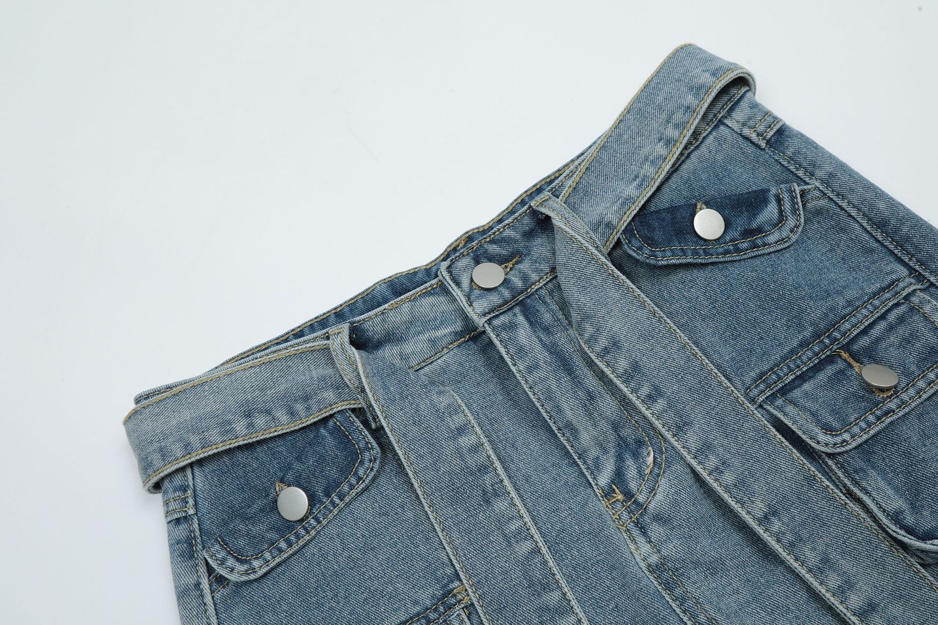 Vintage Multi Pocket Denim Skirt