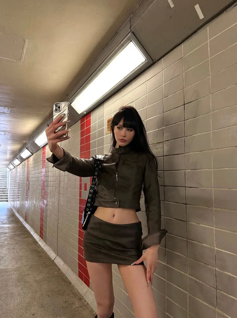 Street Leather Jacket Set