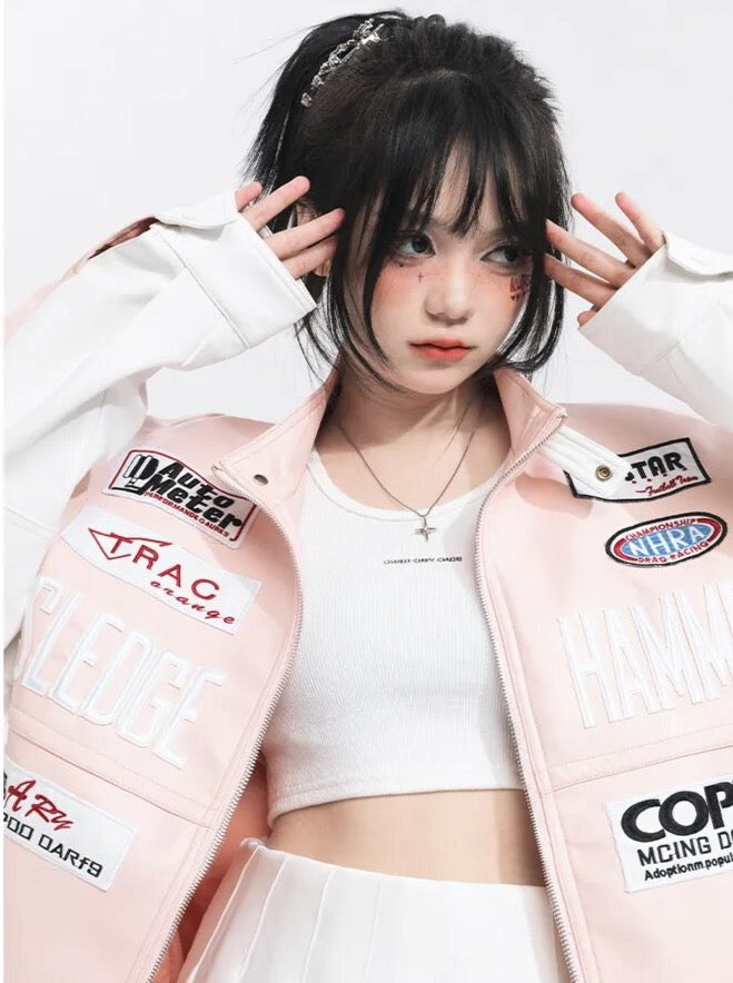 Embroidered Racing Leather Jacket
