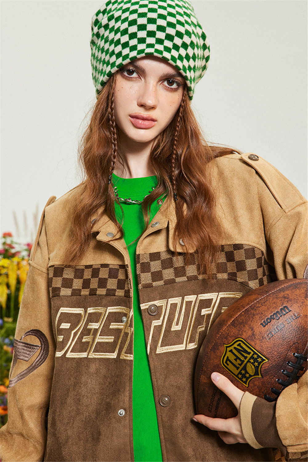 "Street Star" Suede Patchwork Racing Jacket