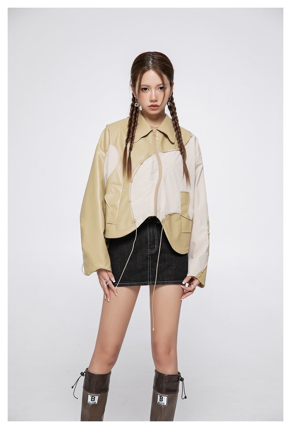 "Street Star" Irregular Patchwork Leather Jacket