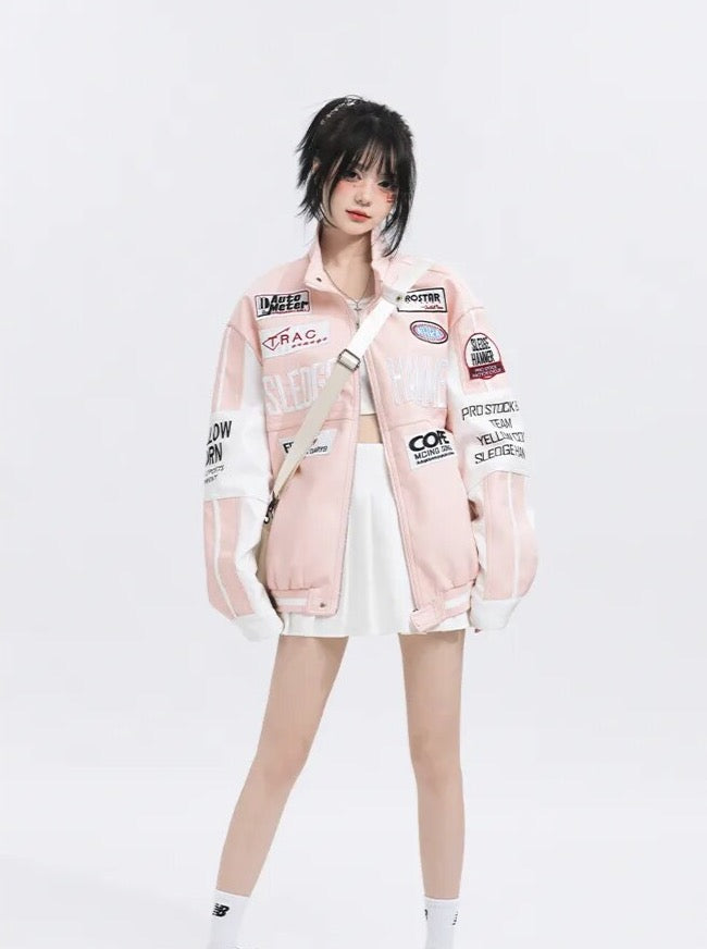Embroidered Racing Leather Jacket