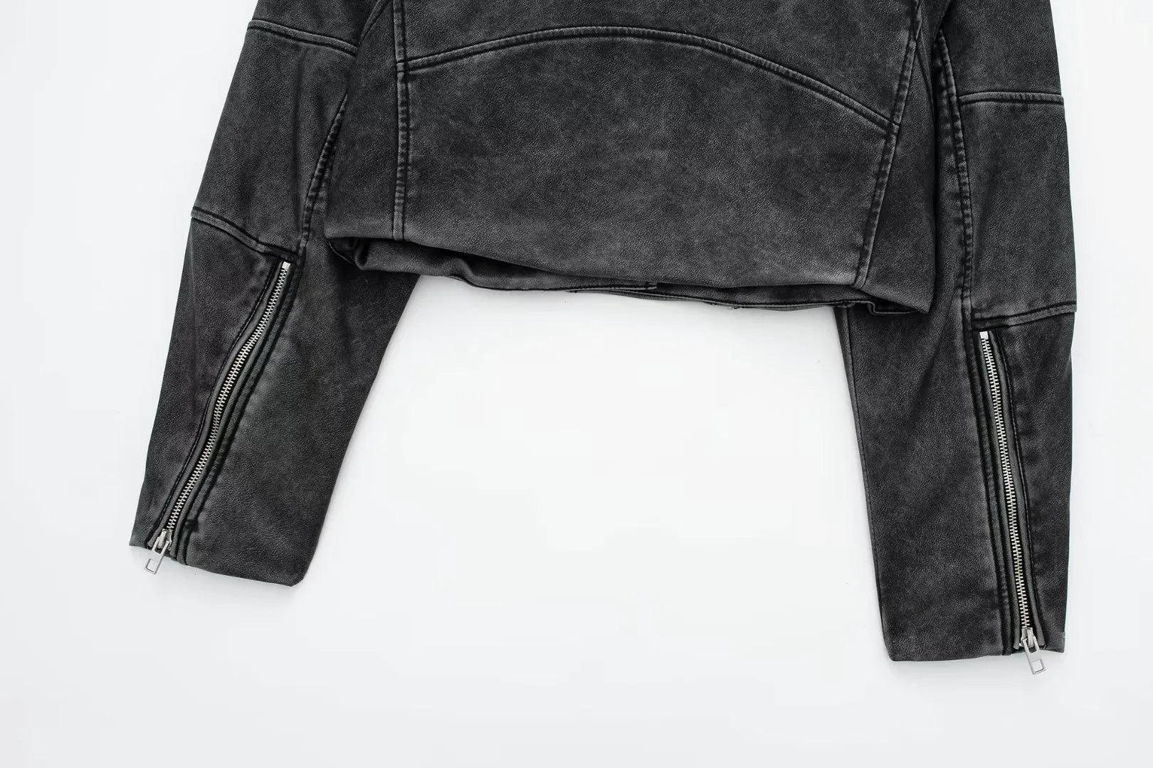 "Classics" Washed Cropped Leather Jacket