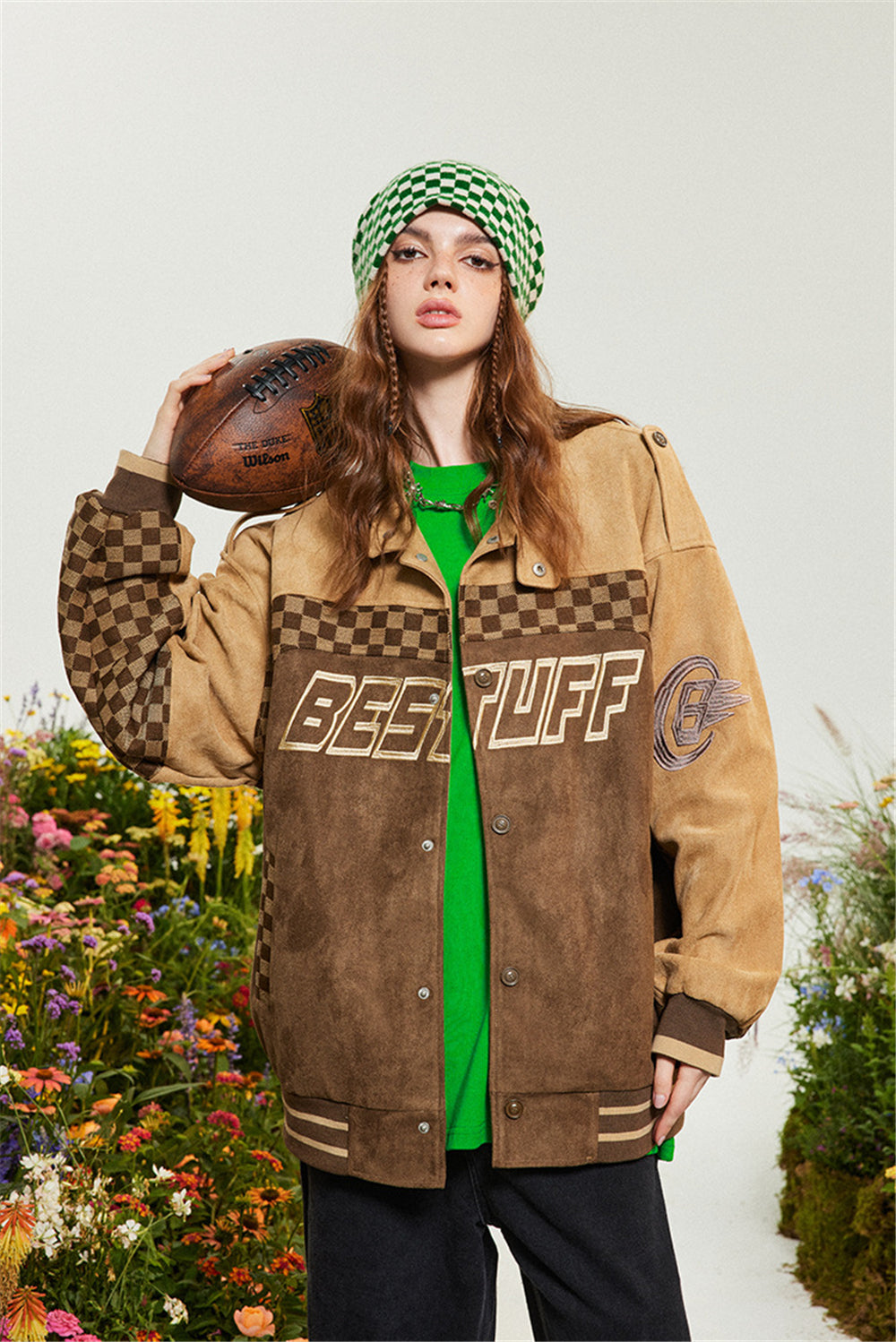 "Street Star" Suede Patchwork Racing Jacket