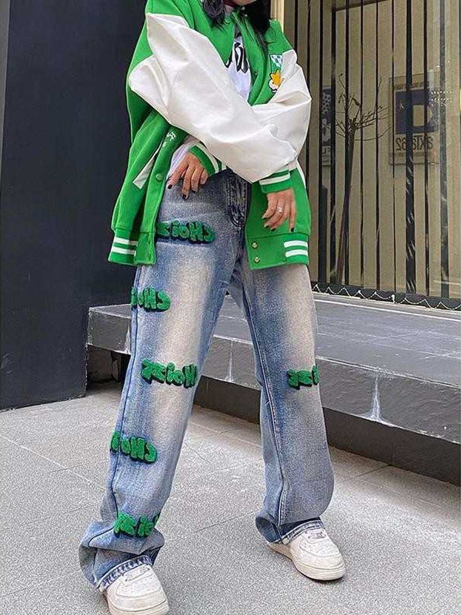 Letter Straight Pants