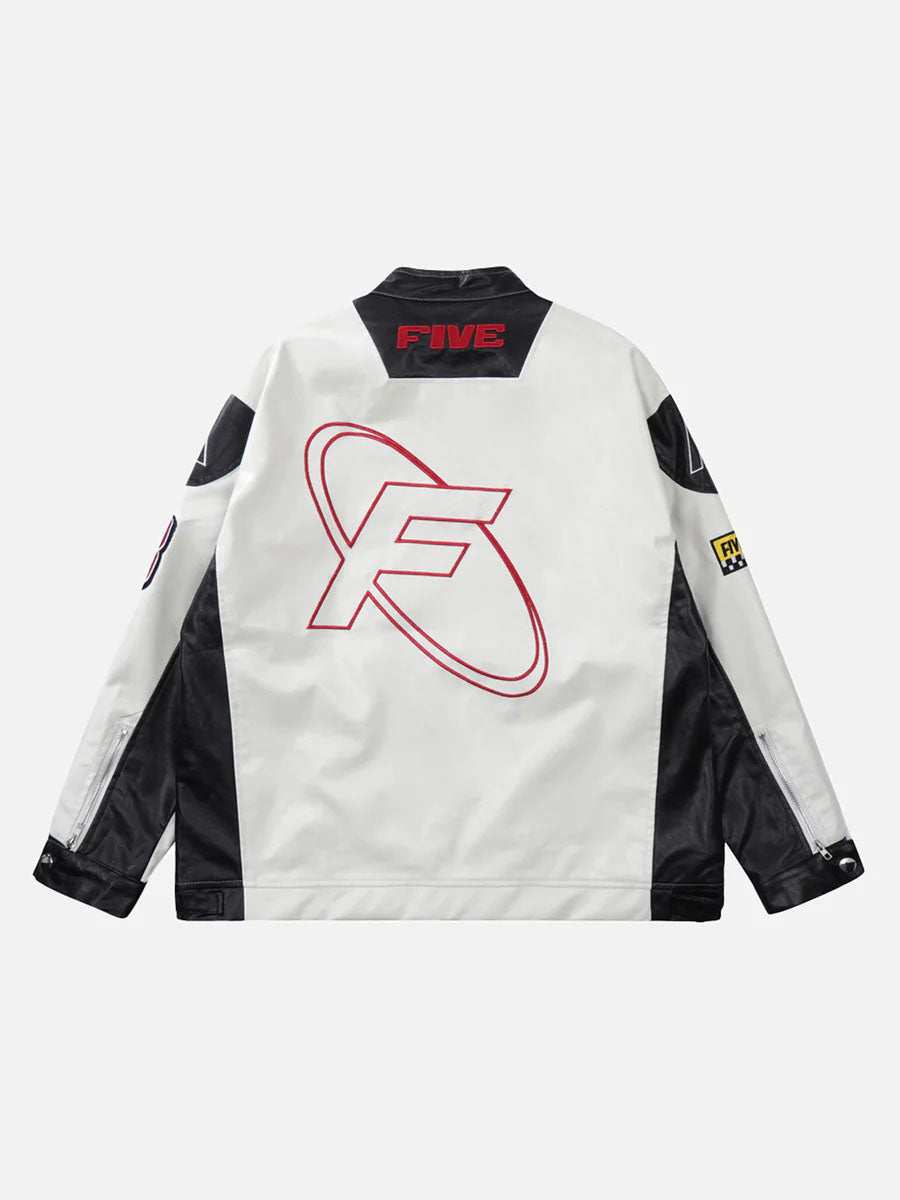 "Five Velocity" Contrast Motorcycle Jacket