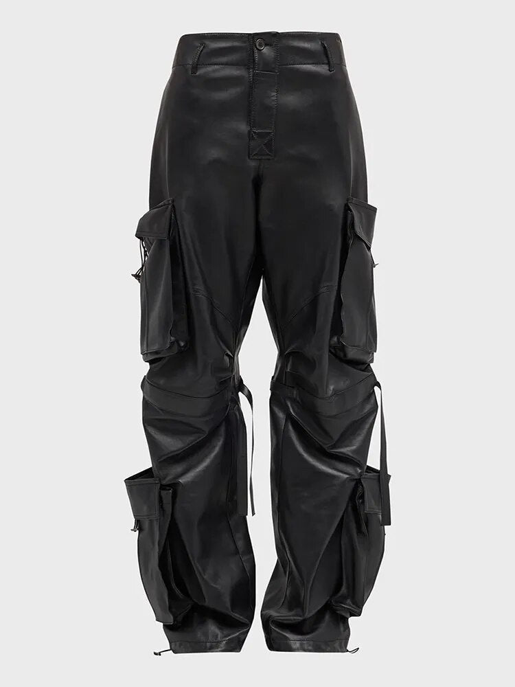 Pockets Street Leather Jeans