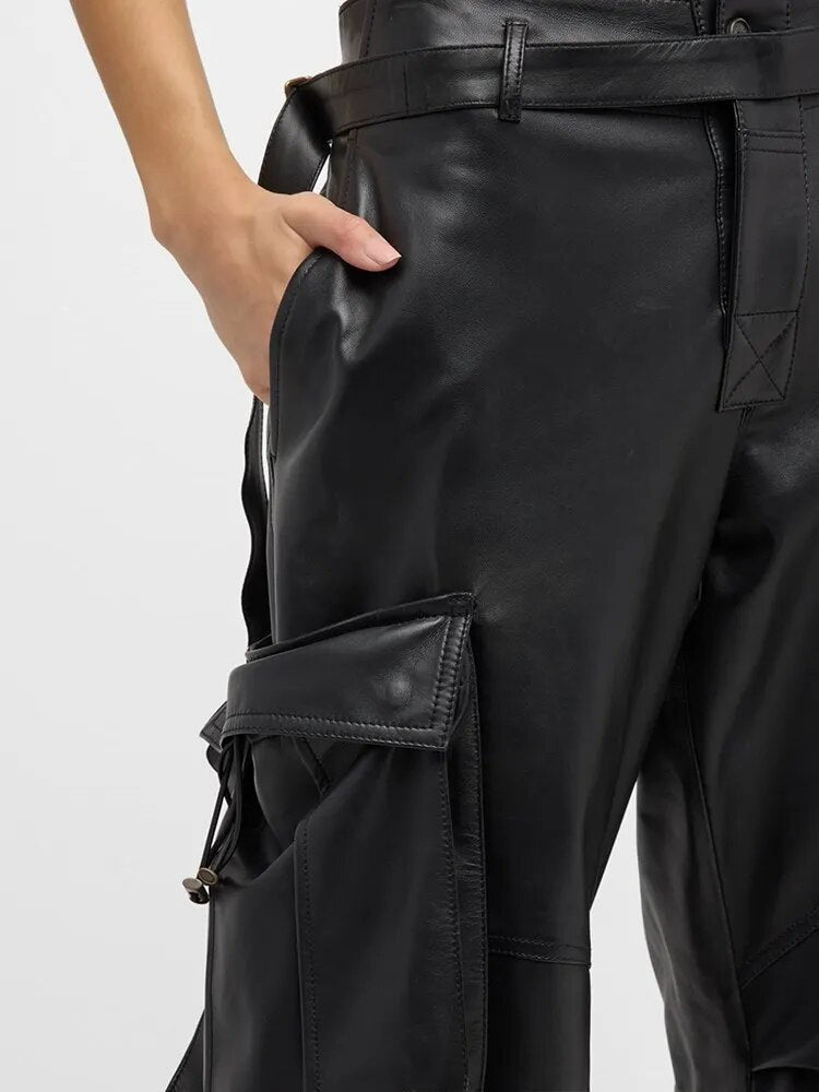 Pockets Street Leather Jeans