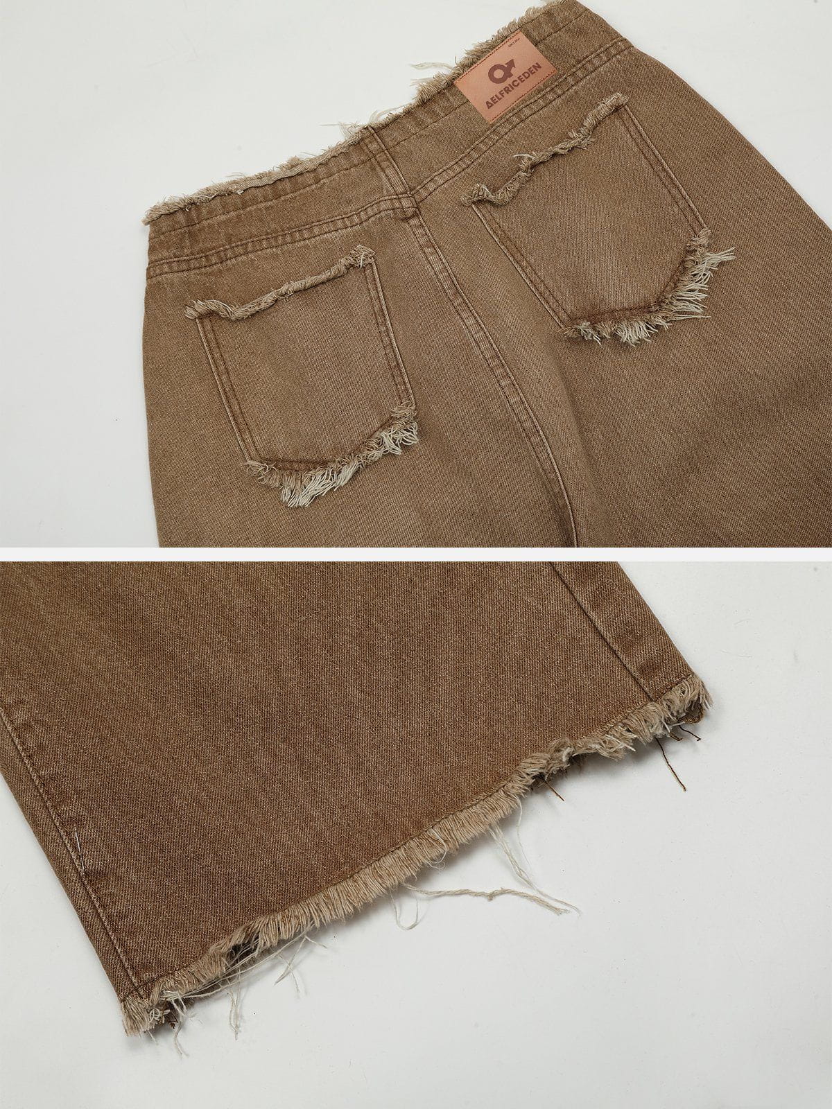 Letter Fringe Loose Jeans