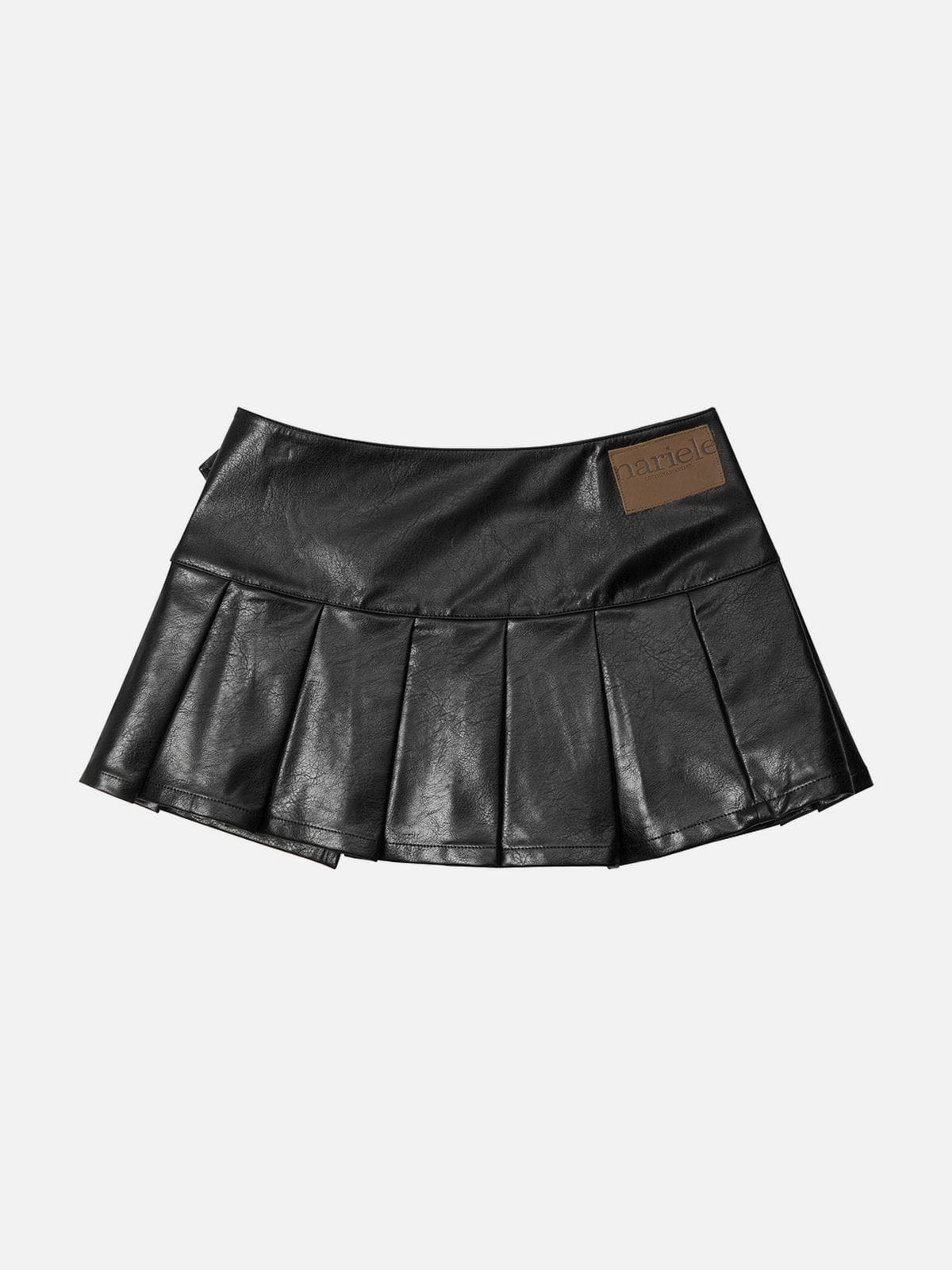 Vintage Leather Pleated Skirt