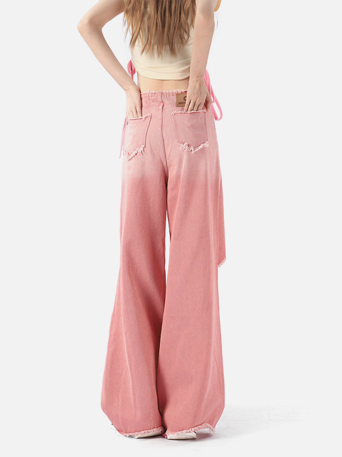 Letter Fringe Loose Jeans