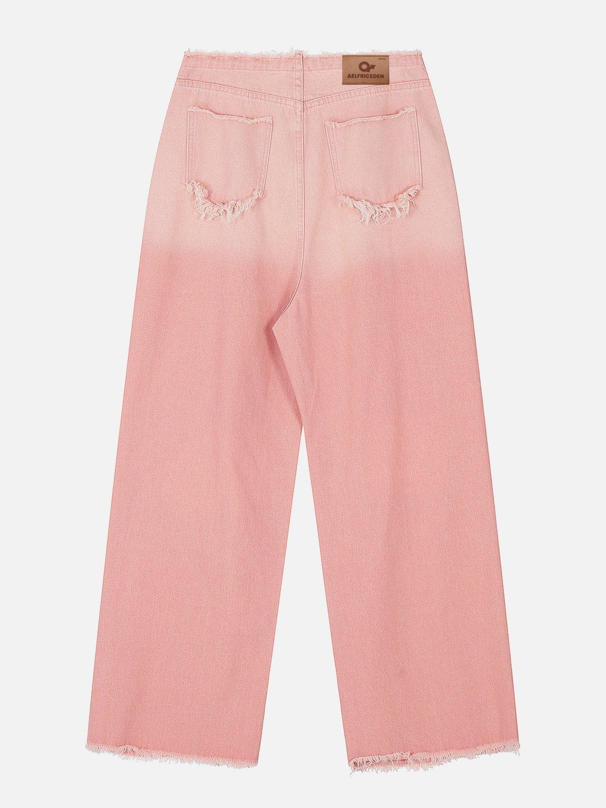 Letter Fringe Loose Jeans