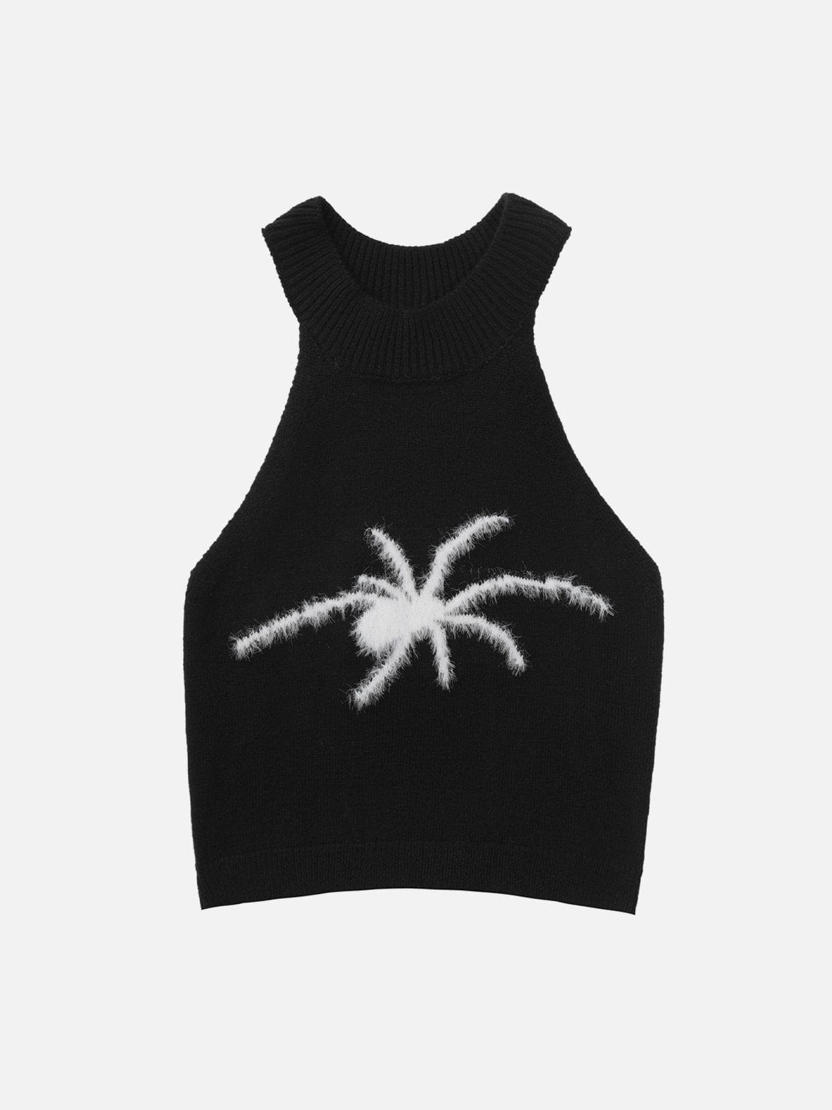 Spider Embroidery Knitting Top