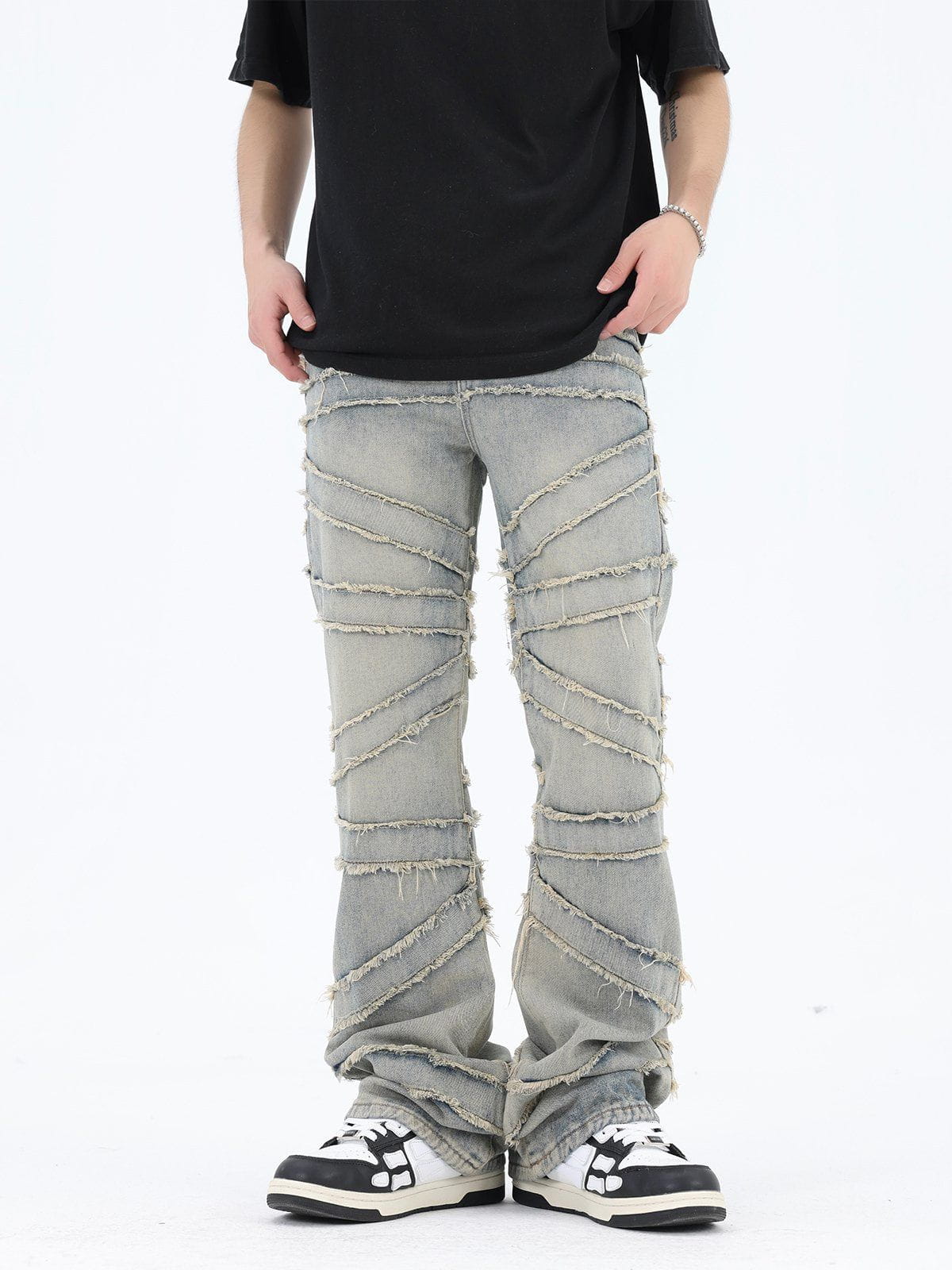 "Street Star" Fringe Lines Jeans