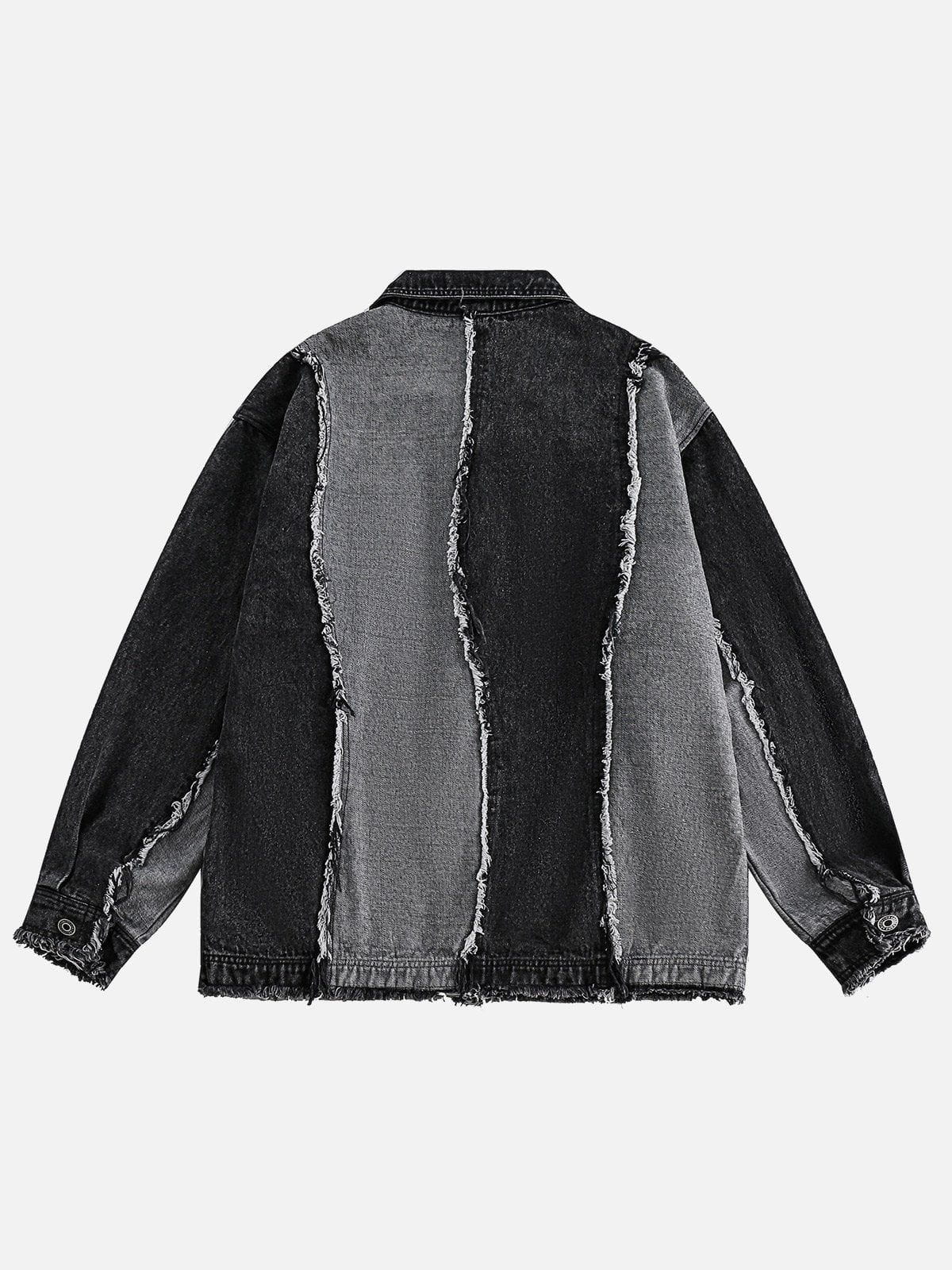 "Street Star" Patchwork Black Denim Jacket