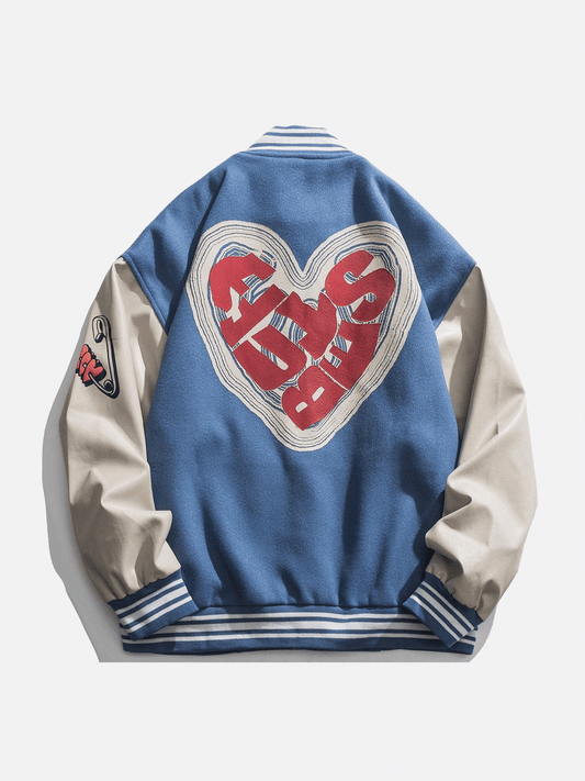 "Street Star" Letter Love Foaming Jacket