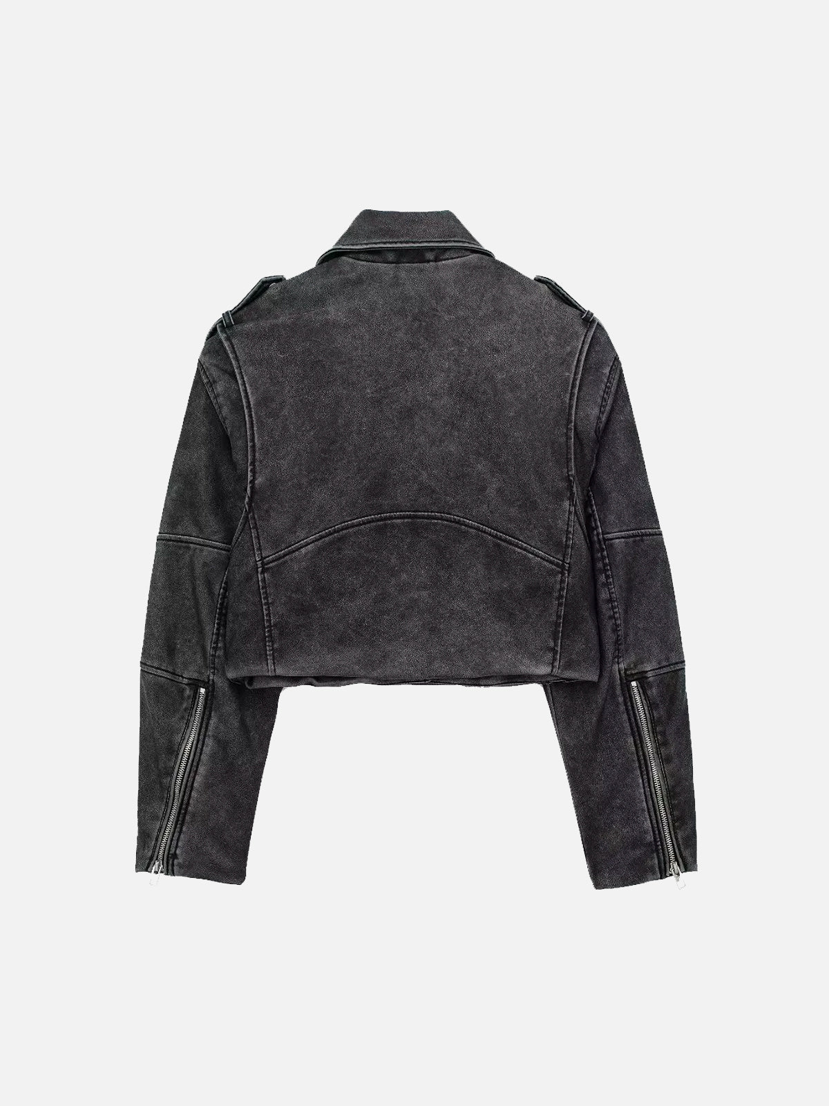 "Classics" Washed Cropped Leather Jacket